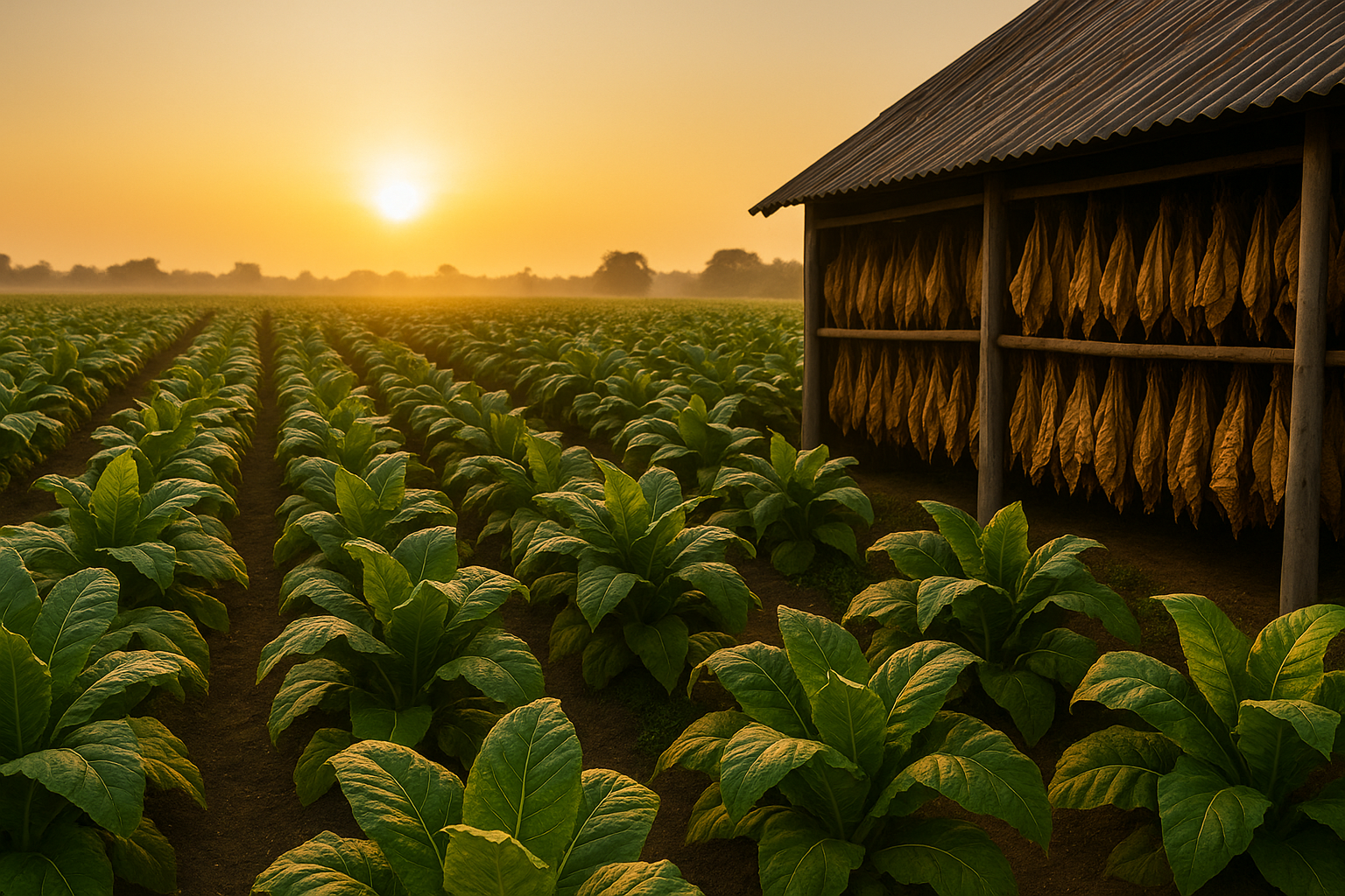 Feld mit Tabakblättern